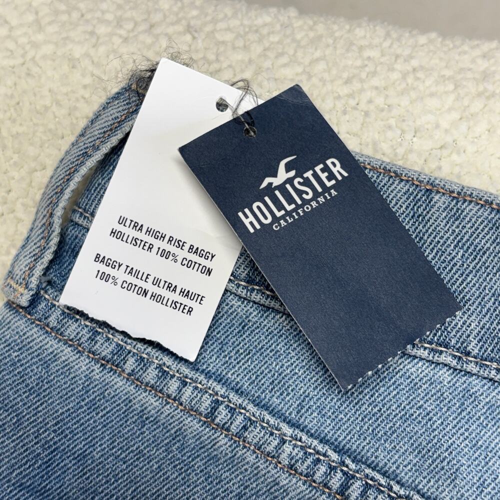 Hollister Jeans Womens 12R W31 Ultra High Rise Baggy Light Wash Streetwear NWT - Picture 11 of 11